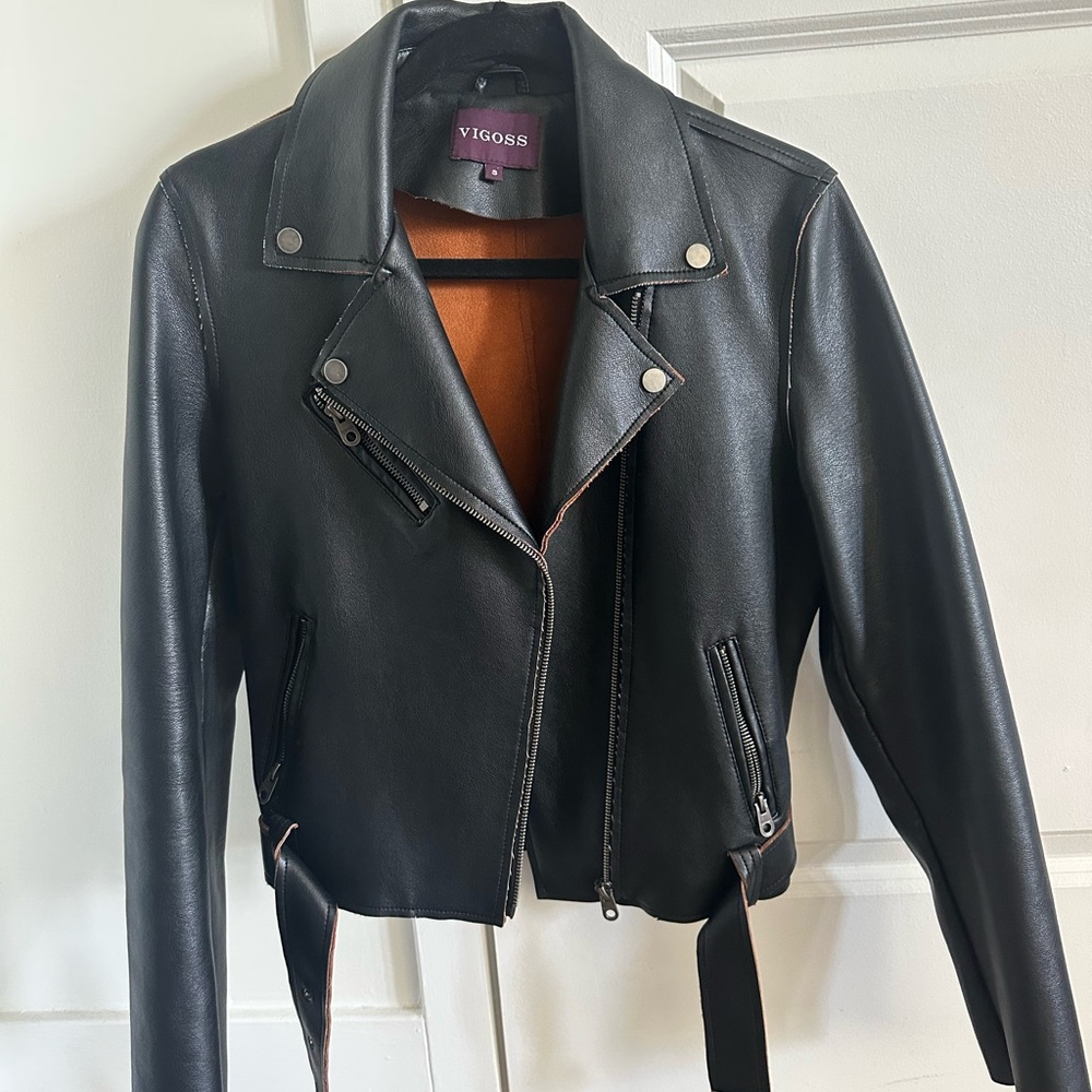 Vigoss Women's Classic Black Vegan Leather Jacket